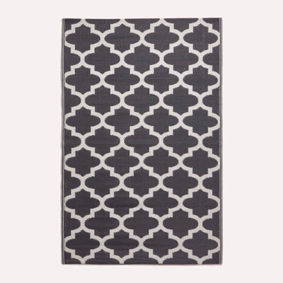 Homescapes Nola Geometric Black & White Outdoor Rug, 240 X 300 Cm - image 1