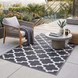 Homescapes Nola Geometric Black & White Outdoor Rug, 240 X 300 Cm - thumbnail 8