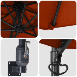 Berkfield Modern Garden Parasol Red, Black 248 X 248 X 148 Cm Polyester, Steel - thumbnail 7
