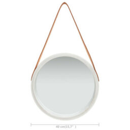 Berkfield Wall Mirror With Strap 40 Cm Silver - thumbnail 6