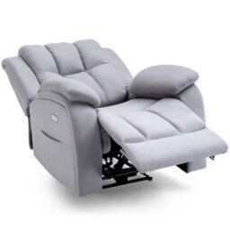 More4Homes Electric Powered Recliner Chair With Usb Charger And Pocket Storage In Leather-Look Grey Technology Fabric - thumbnail 3