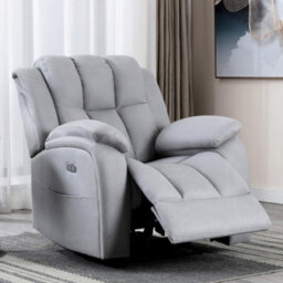 More4Homes Electric Powered Recliner Chair With Usb Charger And Pocket Storage In Leather-Look Grey Technology Fabric