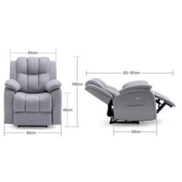 More4Homes Electric Powered Recliner Chair With Usb Charger And Pocket Storage In Leather-Look Grey Technology Fabric - thumbnail 9
