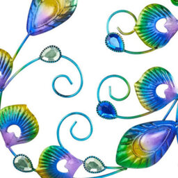 Peacock Wall Decor - Colourful Metal & Hand Painted Glass Indoor Or Outdoor Home Garden Ornament Sculpture - 58 X 52 X 1Cm - thumbnail 3