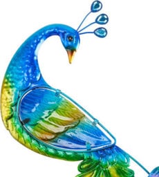 Peacock Wall Decor - Colourful Metal & Hand Painted Glass Indoor Or Outdoor Home Garden Ornament Sculpture - 58 X 52 X 1Cm - thumbnail 4