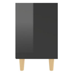 Berkfield Bed Cabinet With Solid Wood Legs High Gloss Black 40X30X50Cm - thumbnail 5