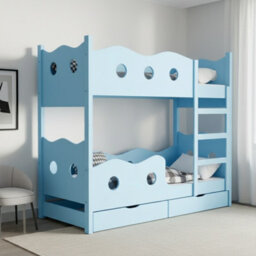 Nemo 160 Bunk Bed For 2 With Mattresses Slats And Storage Durable Functional Kids And Teen Furniture For Any Bedroom Blue