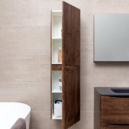 Plum&clay Eden Redwood Wall Mounted Tall Bathroom Storage Unit Right Hand Hinge - thumbnail 4