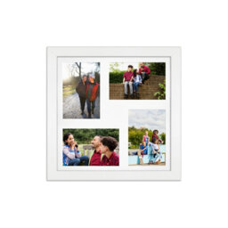 AK Frames 12X12 White Modern Multi Photo Frame With White Mount - Holds 4 Apertures (4X) 6X4 Photos - thumbnail 1