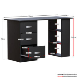 Lassic Vida Designs Mason Black Computer Desk With Shelves And 3 Drawers - thumbnail 2