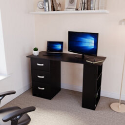 Lassic Vida Designs Mason Black Computer Desk With Shelves And 3 Drawers - thumbnail 1