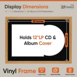 "AK Frames 25X17"" Oak Modern Vinyl Record Frame With Black Mount For 12 Inch Lp Cover & Disc - Overlapped Design" - thumbnail 2