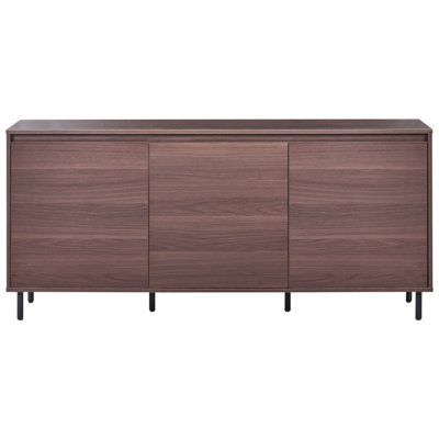 Wyld And Coco Novacasa 3-Door Sideboard Dark Brown Melamine With Black Metal Legs W165 X D40 X H75Cm - image 1