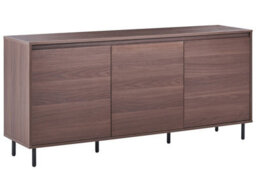 Wyld And Coco Novacasa 3-Door Sideboard Dark Brown Melamine With Black Metal Legs W165 X D40 X H75Cm - thumbnail 3
