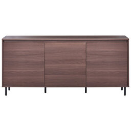 Wyld And Coco Novacasa 3-Door Sideboard Dark Brown Melamine With Black Metal Legs W165 X D40 X H75Cm - thumbnail 1