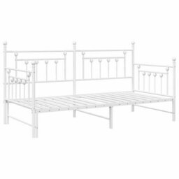 Berkfield Modern Daybed Frame With Trundle In White - 90X190 Cm Steel