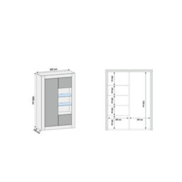 Arcadia Display Cabinet 140Cm Dark Grey With High Gloss Doors And Led Lighting - Creative Furniture - thumbnail 7