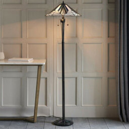 1.6M Tiffany Twin Floor Lamp Black Stem & Retro Stained Glass Shade I00003 - thumbnail 5