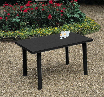 Urbn-Garden Urbnliving 126Cm Length Anthracite Large Summer Weather Proof Plastic Rectangle Table Garden Patio Dining Furniture - image 1