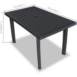 Urbn-Garden Urbnliving 126Cm Length Anthracite Large Summer Weather Proof Plastic Rectangle Table Garden Patio Dining Furniture - thumbnail 3