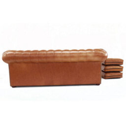 Chesterfield 3 Seater Sofabed Old English Tan Real Leather In Classic Style - thumbnail 7