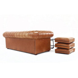 Chesterfield 3 Seater Sofabed Old English Tan Real Leather In Classic Style - thumbnail 8