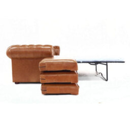 Chesterfield 3 Seater Sofabed Old English Tan Real Leather In Classic Style - thumbnail 9