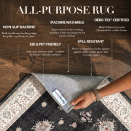 Decoranddecor Area Rugs, Living Room Rugs, Washable Rugs, 160X230Cm, Non-Slip, Pet Friendly, Low Pile, Traditional Rug - Isla - thumbnail 3
