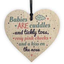 Red Ocean Mum Dad To Be Present Wood Heart Baby Shower Gift Decoration Mummy Daddy Keepsake Baby Unisex - thumbnail 1