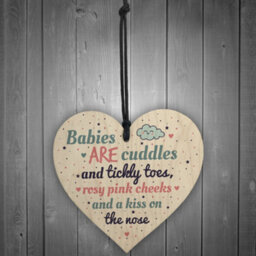 Red Ocean Mum Dad To Be Present Wood Heart Baby Shower Gift Decoration Mummy Daddy Keepsake Baby Unisex - thumbnail 2