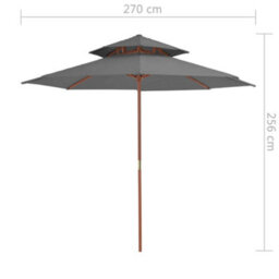Berkfield Elegant Double Decker Parasol With Wooden Pole 270 Cm Anthracite - thumbnail 7