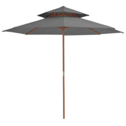 Berkfield Elegant Double Decker Parasol With Wooden Pole 270 Cm Anthracite - thumbnail 2