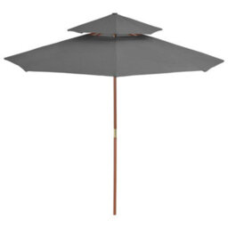 Berkfield Elegant Double Decker Parasol With Wooden Pole 270 Cm Anthracite - thumbnail 1