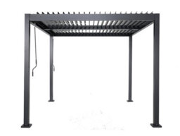 thisiswholesale.co.uk Next Day Delivery-  Aluminium Pergola 3M X 3M - Anthracite Grey Ral 7016 C/w Louvred Roof -Patio Garden Canopy (2.5M H) - thumbnail 4