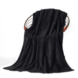 Oxford Homeware Reversible Throw Blanket Soft Warm & Sofa, Bed Fleece Throw, Black (Super King 230X270Cm)