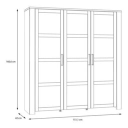 Wyld Haus Bramblecroft Large Display Cabinet In Grey With Riviera Oak Top, 3-Door - thumbnail 6