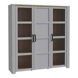 Wyld Haus Bramblecroft Large Display Cabinet In Grey With Riviera Oak Top, 3-Door - thumbnail 2