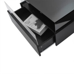 Abrihome Modern Led Coffee Table, Square Tea Table With 2 Sliding Drawers Wood Center Table Acrylic Glass Coffee Table, Black - thumbnail 6