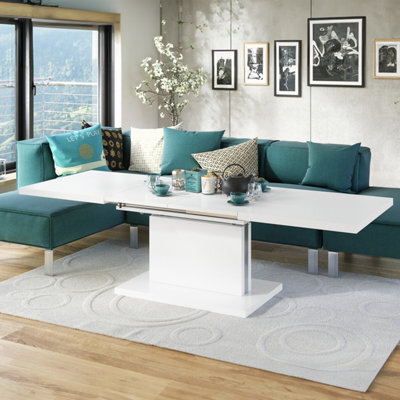 Heze Furniture Astrid 80 - 2 In 1 Extending Coffee / Dining Table - White Matt - image 1