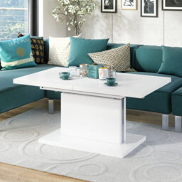 Heze Furniture Astrid 80 - 2 In 1 Extending Coffee / Dining Table - White Matt - thumbnail 4