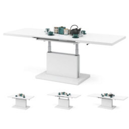 Heze Furniture Astrid 80 - 2 In 1 Extending Coffee / Dining Table - White Matt - thumbnail 2