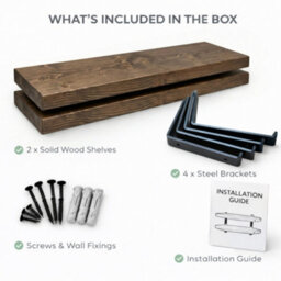 Mkgt Handcrafted Rustic Wooden Floating Shelves, Solid Wood, Made In Uk Wall Mounted Shelf (Walnut Set Of 2, 80Cm) - thumbnail 8