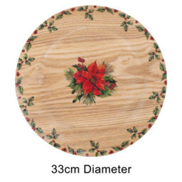 Yes-Online Set Of 6 Christmas Holly Charger Plate Wooden Dinner Lunch Decor Xmas Rustic Traditional - thumbnail 5