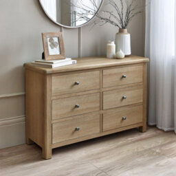 Oakham Premium Hudson Limed Oak 6 Drawer Wide Chest - Limed Oak - thumbnail 4