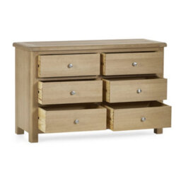 Oakham Premium Hudson Limed Oak 6 Drawer Wide Chest - Limed Oak - thumbnail 2
