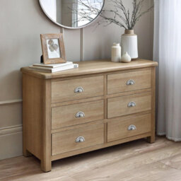 Oakham Premium Hudson Limed Oak 6 Drawer Wide Chest - Limed Oak - thumbnail 3