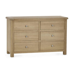 Oakham Premium Hudson Limed Oak 6 Drawer Wide Chest - Limed Oak - thumbnail 1
