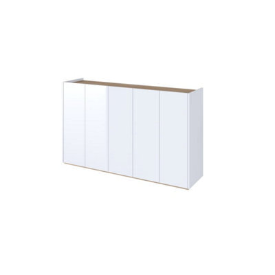 Arte Modern Easy 01 Sideboard Cabinet H950mm W1560mm D400mm, White Gloss Fronts & Oak Scandi, Five Doors, Six Shelves, Led Lighting - image 1