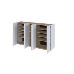 Arte Modern Easy 01 Sideboard Cabinet H950mm W1560mm D400mm, White Gloss Fronts & Oak Scandi, Five Doors, Six Shelves, Led Lighting - thumbnail 4