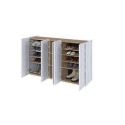 Arte Modern Easy 01 Sideboard Cabinet H950mm W1560mm D400mm, White Gloss Fronts & Oak Scandi, Five Doors, Six Shelves, Led Lighting - thumbnail 5